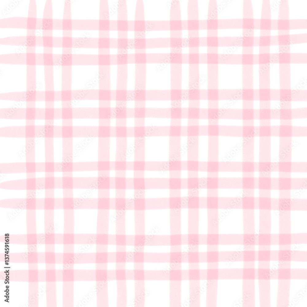 Pink Plaid Gingham Hand Drawn Background Pattern Overlay Pink Plaid Gingham Hand Drawn Background Pattern Overlay