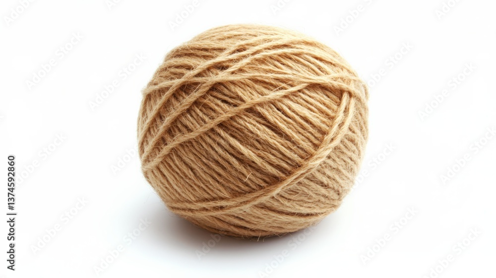 Natural beige wool yarn ball isolated on white background, ideal for crafting, knitting, weaving, and DIY projects, showcasing softness and texture in detail for creative works Natural beige wool yarn ball isolated on white background, ideal for crafting, knitting, weaving, and DIY projects, showcasing softness and texture in detail for creative works