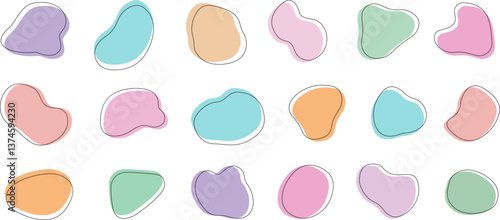 Vector Amoeba Shapes Collection – Soft Fluid Forms in Gentle Pastel Hues – Freeform Modern Abstract Elements