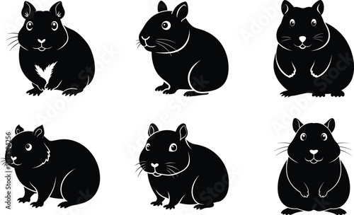 A collection of Hamster silhouettes in a fun, cartoon style