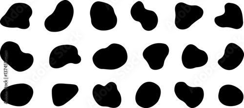 Set of Vector Black Amoeba Shapes – Modern Freeform Fluid Frames in Bold Black – Abstract Organic Design Elements