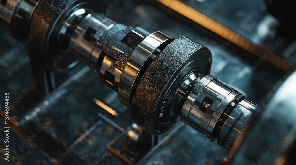 Fototapeta premium Close up image of metal parts on a machine