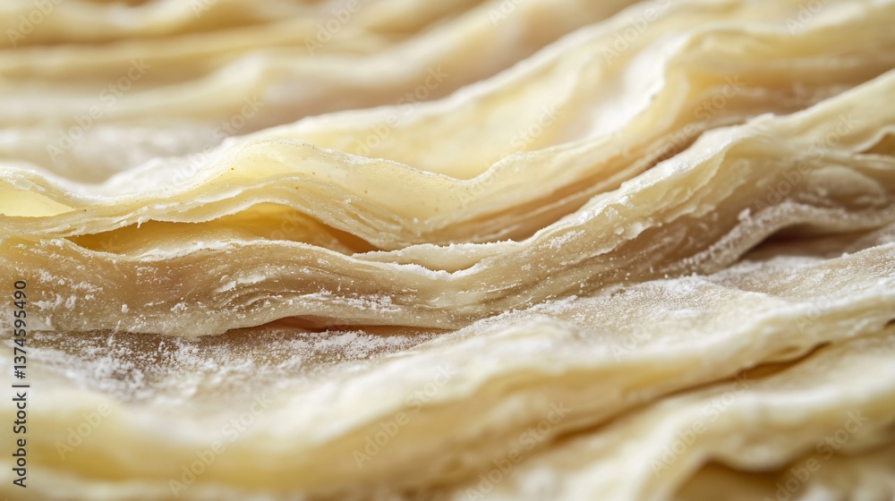 Obraz premium Macro shot of the texture of a delicious hamantash, showcasing the detailed layers of dough and filling