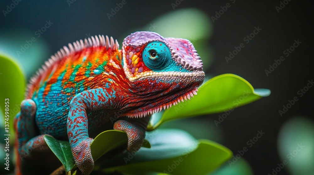 Fototapeta premium closeup of a colorful chameleon lizard