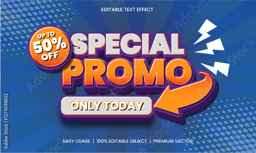 Special Promo banner Design vector with editable text effect 3