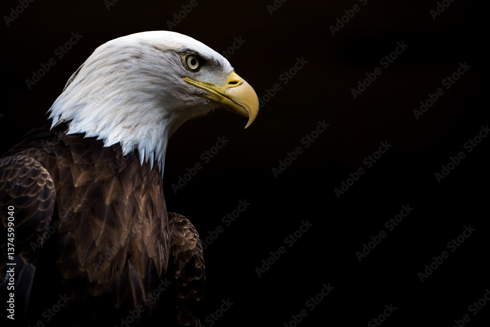 Fototapeta premium bald eagle portrait on black background