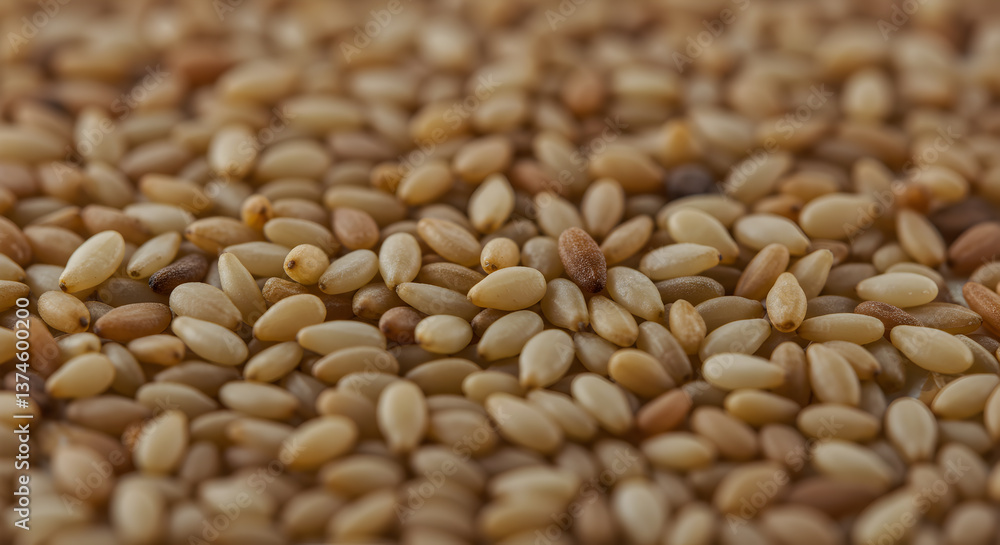 Detailed Macro View of a Dense Sesame Seed Pile with Earthy Tones and Texture Detailed Macro View of a Dense Sesame Seed Pile with Earthy Tones and Texture