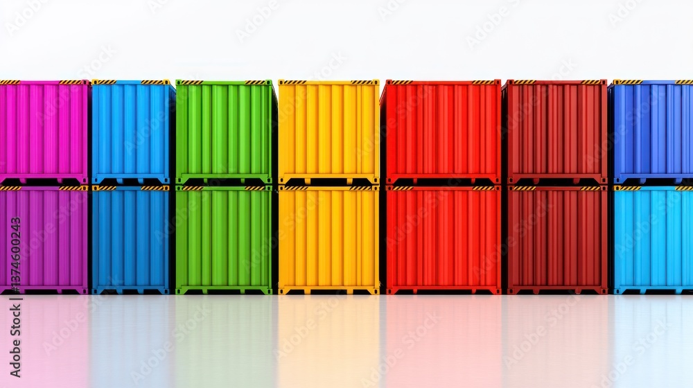 Obraz premium Colorful Cargo Containers: A Vibrant Display of International Trade