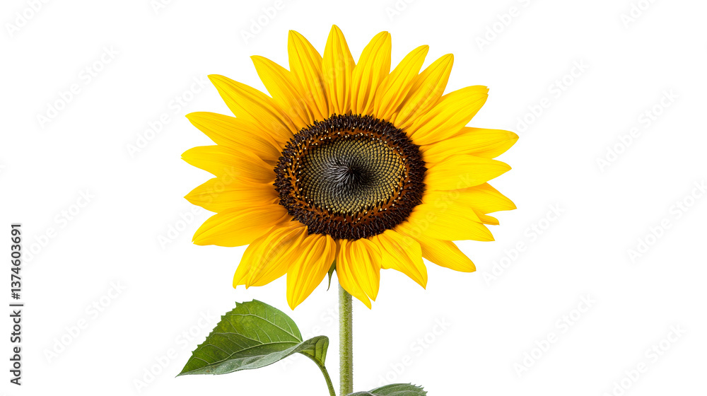 Obraz premium Radiant Sunflower Bloom on Black, Isolated Beauty , cut out transparent