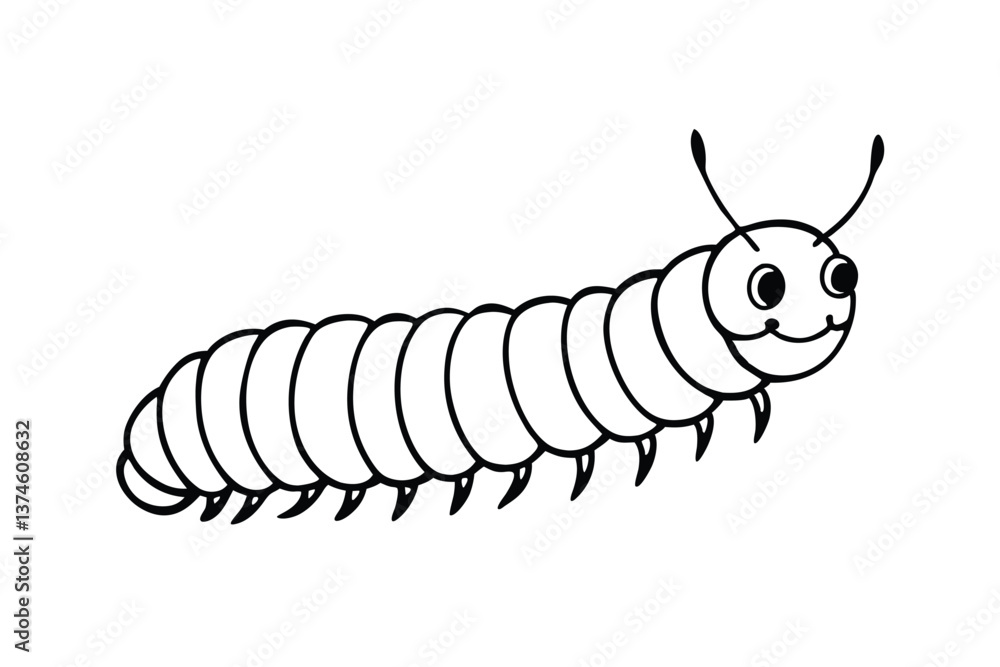 Naklejka premium vector illustration of a cartoon caterpillar