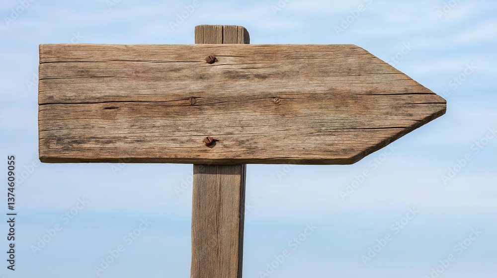 Wooden Arrow Signpost Against Gradient Sky, Symbolizing Direction and Simplicity Wooden Arrow Signpost Against Gradient Sky, Symbolizing Direction and Simplicity