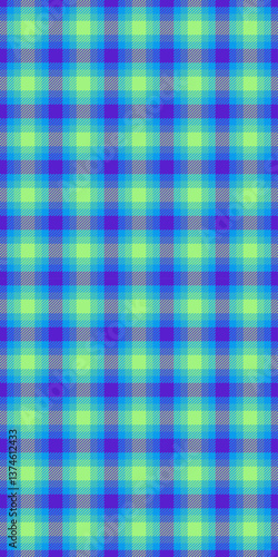 1940s tartan check background, home pattern plaid texture. Handsome seamless fabric textile vector in bright and cyan colors.