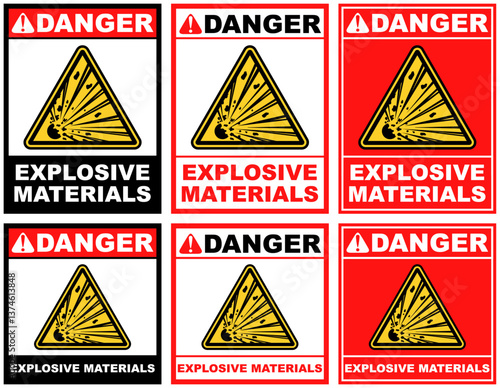 set sign danger explosive materials symbol design label template vector illustration