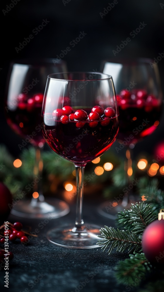 Festive Cocktails With Berries and Pine in an Elegant Setting for Holiday Celebrations Festive Cocktails With Berries and Pine in an Elegant Setting for Holiday Celebrations
