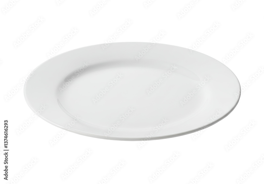 A simple white plate centered on a black background in a studio shot with soft lighting A simple white plate centered on a black background in a studio shot with soft lighting