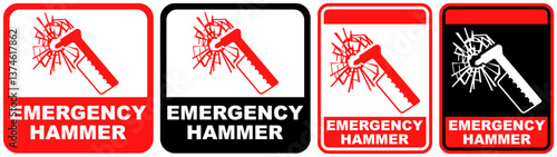 set safety symbol emergency hammer public sign design vector illustration