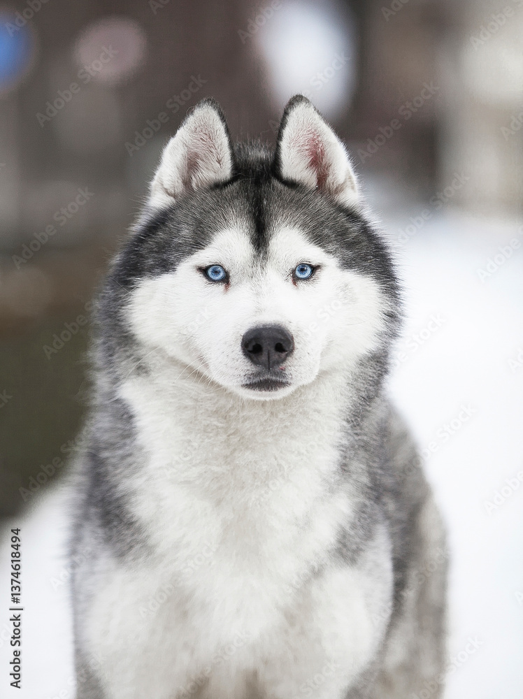 Portrait of a Siberian Husky in Winter Portrait of a Siberian Husky in Winter