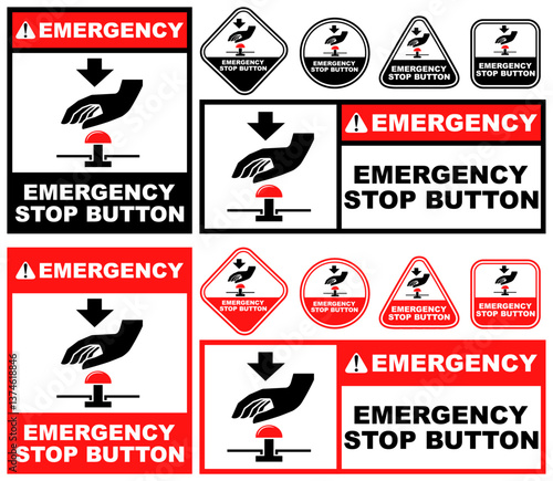 Set Collections emergency stop button sign template design vector illustration