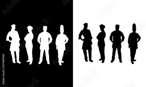 worker peoples silhouette illustration vector, worker women silhouette set illustration vector, contractor worker people silhouette set illustration vector, design, set, silhouettes, worker people,