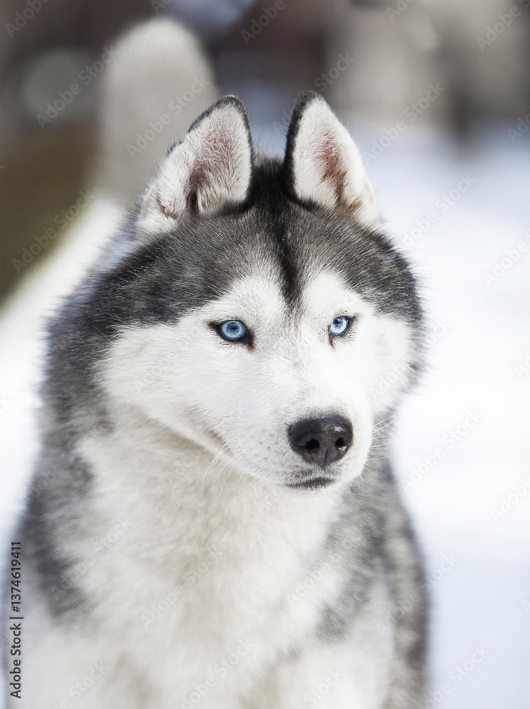 Portrait of a Siberian Husky in Winter Portrait of a Siberian Husky in Winter