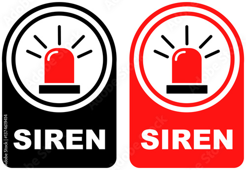 Set vector siren sign symbol labels sticker design illustration