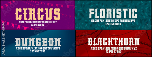 Vintage fonts vector set, c...