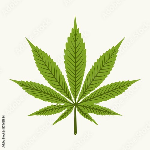 Vibrant Green Cannabis Leaf Vector Illustration