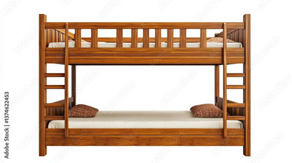 Wooden Bunk Bed with Classic Design and Soft Cushions Ideal for Children’s Rooms, Guest Rooms, or Small Spaces, Perfect for Maximizing Sleeping Area and Comfort Wooden Bunk Bed with Classic Design and Soft Cushions Ideal for Children’s Rooms, Guest Rooms, or Small Spaces, Perfect for Maximizing Sleeping Area and Comfort