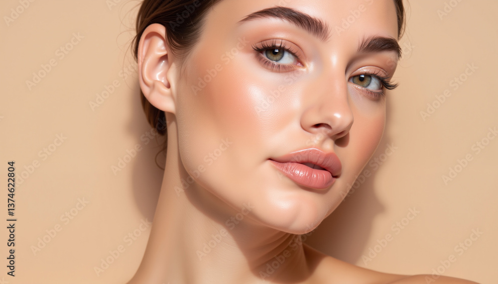 Woman displaying confidence in a close-up portrait with soft background Woman displaying confidence in a close-up portrait with soft background