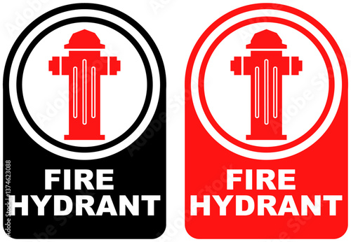Set vector fire hydrant sign symbol labels sticker design illustration