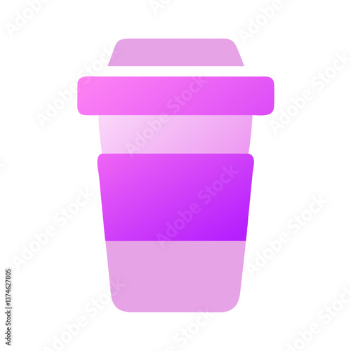 Chic pink gradient takeaway cup icon for beverages and coffee culture design concept