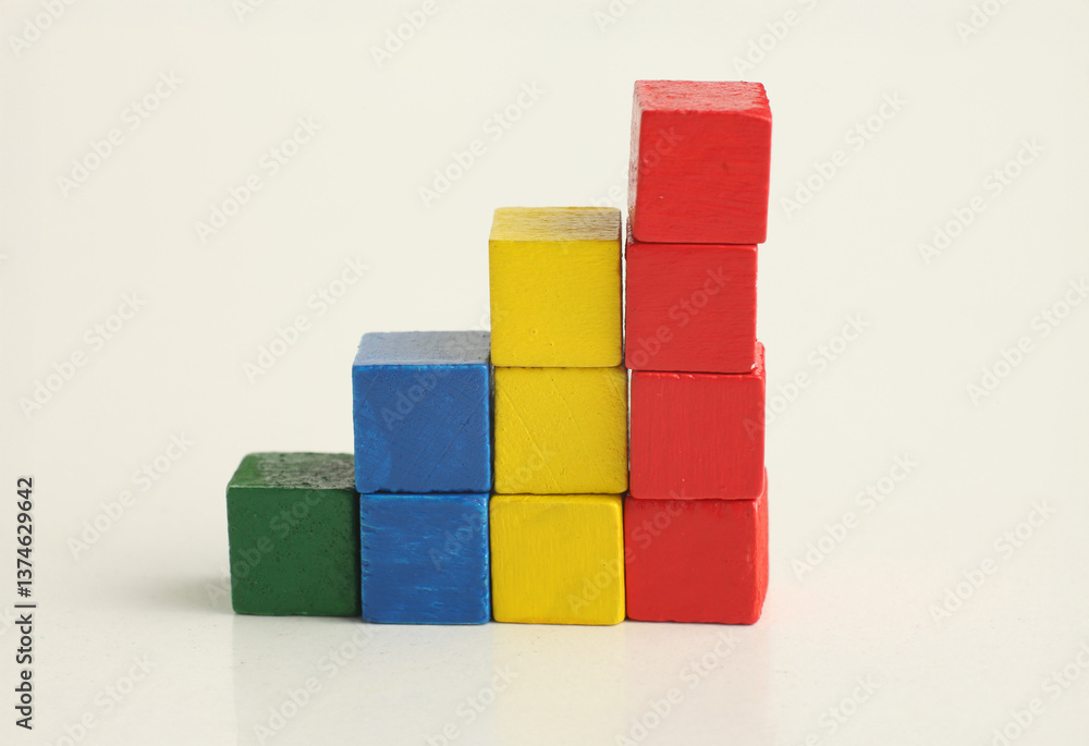 Colorful bar graph with arrow pointing upwards. Business, market growth and progress concept. Colorful bar graph with arrow pointing upwards. Business, market growth and progress concept.