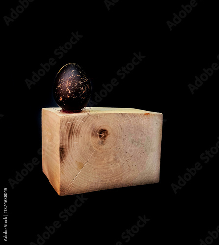 Black Easter Eggs on Rustic Wooden Surface