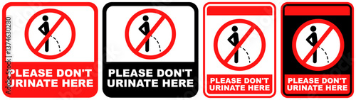 set sign do not urinate prohibited symbol design label template vector illustration