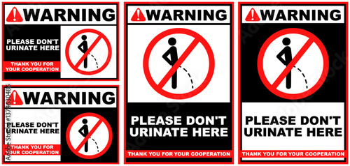 set Prohibition warning do not urinate sign design vector illustration