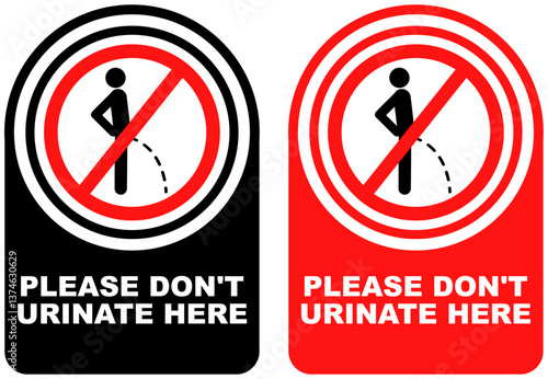 Set vector do not urinate here sign symbol labels sticker design illustration