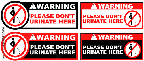 Set Collections don't urinate here warning sign template design vector illustration
