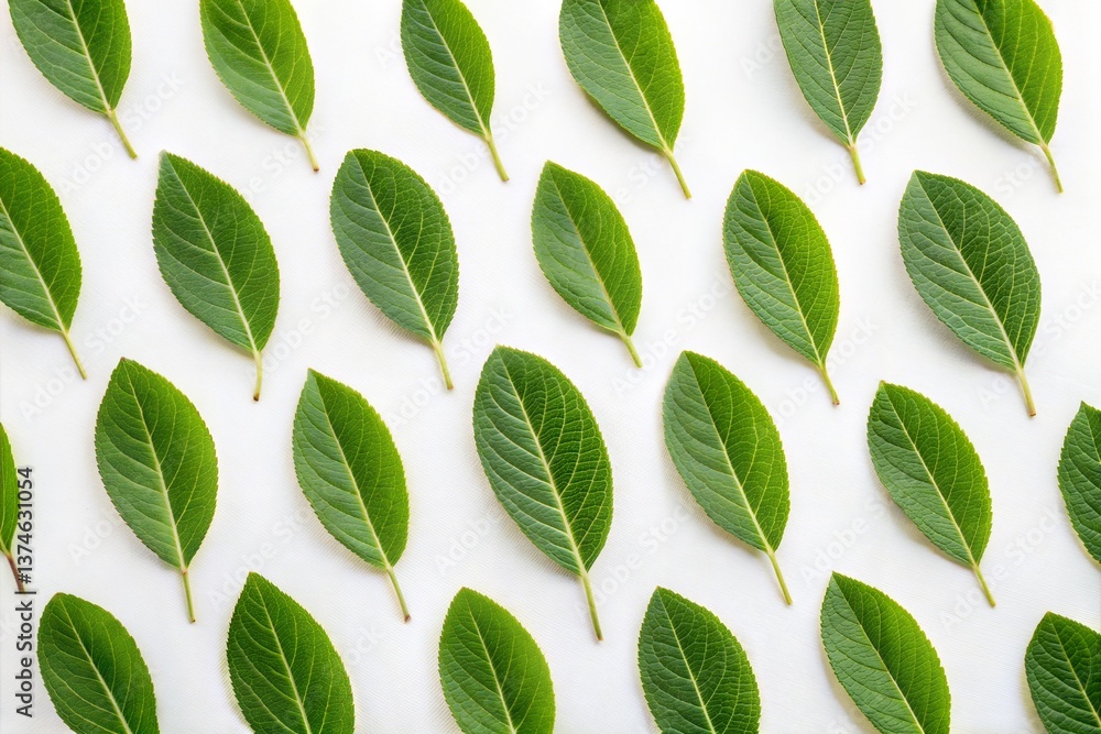 Minimalist botanical background with fresh green leaves Minimalist botanical background with fresh green leaves