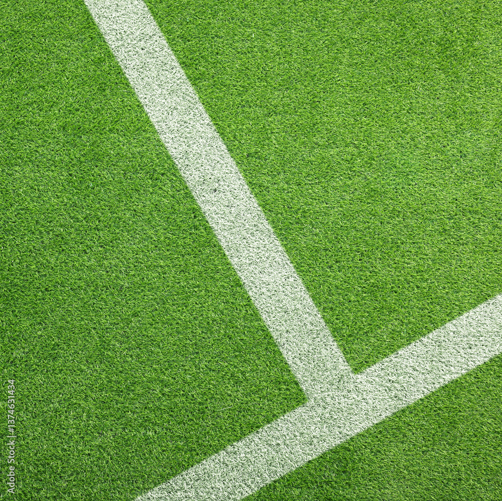 Fototapeta premium Football field with markings on green turf