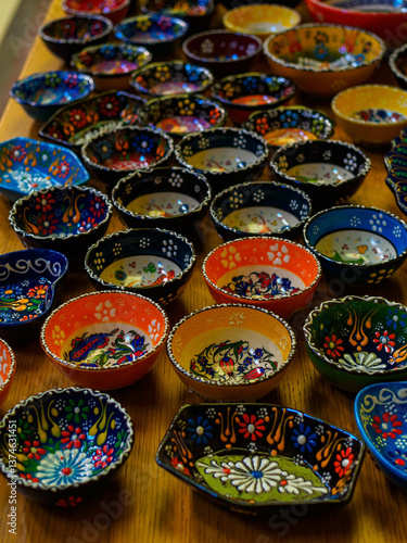 National dishes of Azerbaijan - painted bowls for tea ceremony