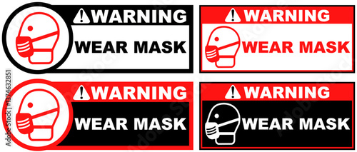 Set Collections wear mask warning sign template design vector illustration