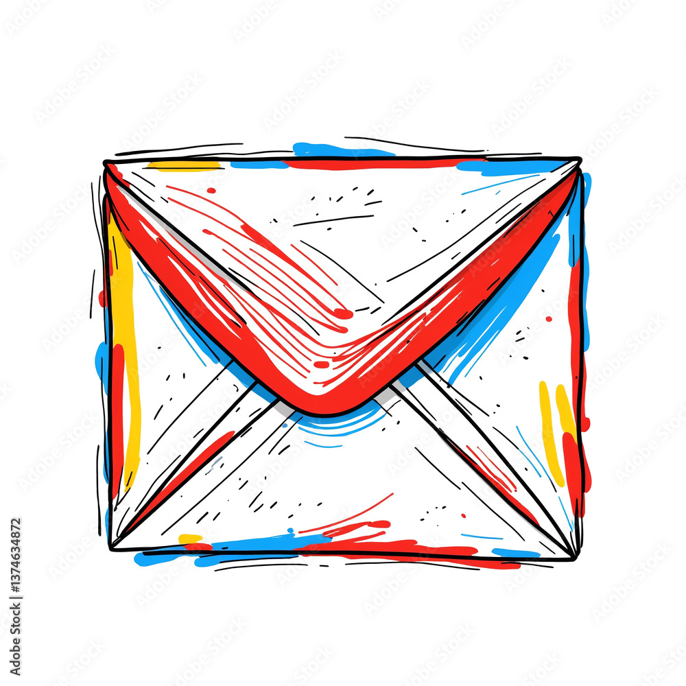 Fototapeta premium Email Vibes: A Hand-Drawn Icon
