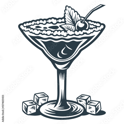 Martini or daiquiri cocktail vector set with strawberry and lime for cocktail bar or drink summer party. Margarita cocktail with rum, tequila for beach bar and cafe menu