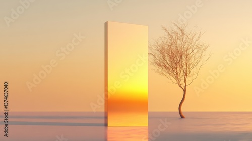 A minimalist bedside lamp with a soft diffused light.