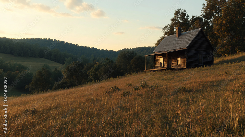 Fototapeta premium Appalachain house sun rising great nature house