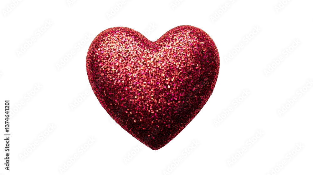 Sparkling red heart with glitter on transparent background Sparkling red heart with glitter on transparent background