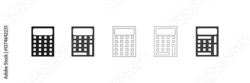 Accounting calculator icon. calculator vector. Symbol of tax accounting scientific keyboard device. Vector set of numeric mathematical formula solving digital counter in flat outline style 