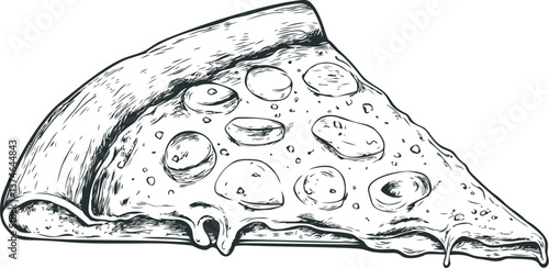 Slice of pizza with pepperoni illustration 