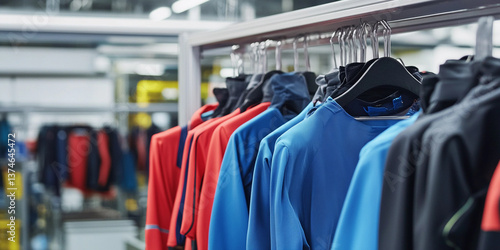 Obraz na płótnie High-tech polyester sportswear displayed in a modern setting Generative AI w salonie