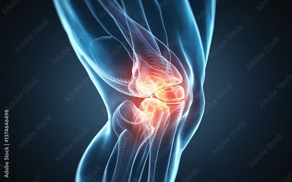 Knee Joint Cross-Section glowing neon, Painful Knee Joint Anatomy (1) Knee Joint Cross-Section glowing neon, Painful Knee Joint Anatomy (1)